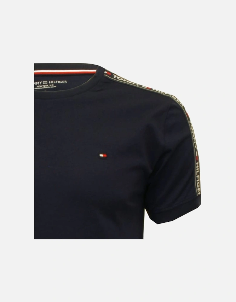Logo Sleeve Crew-Neck Organic Cotton T-Shirt, Navy