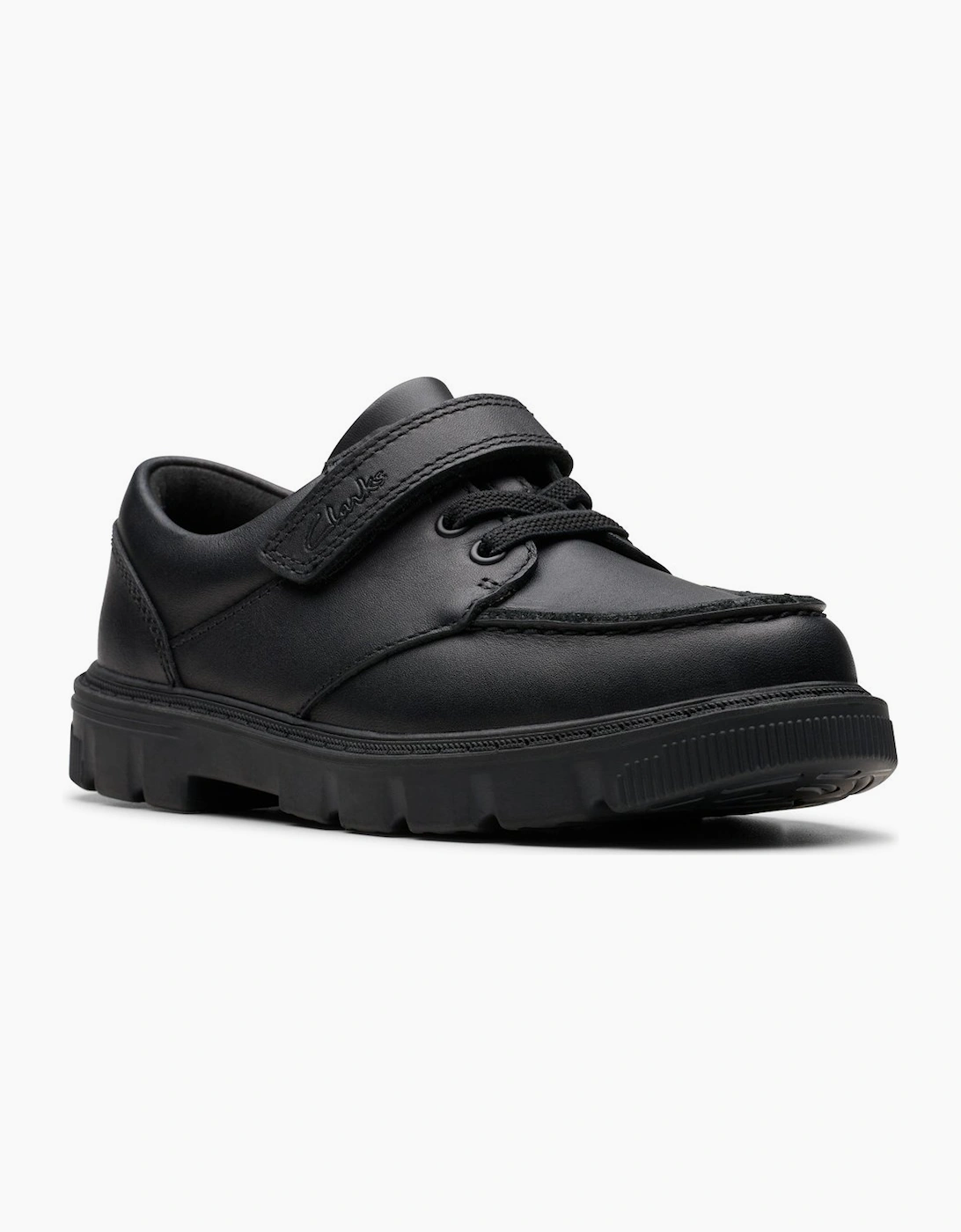 Clarks Boys Black  Lorcam Edge K School Shoes - Size 12.5/G (Wide) Kids