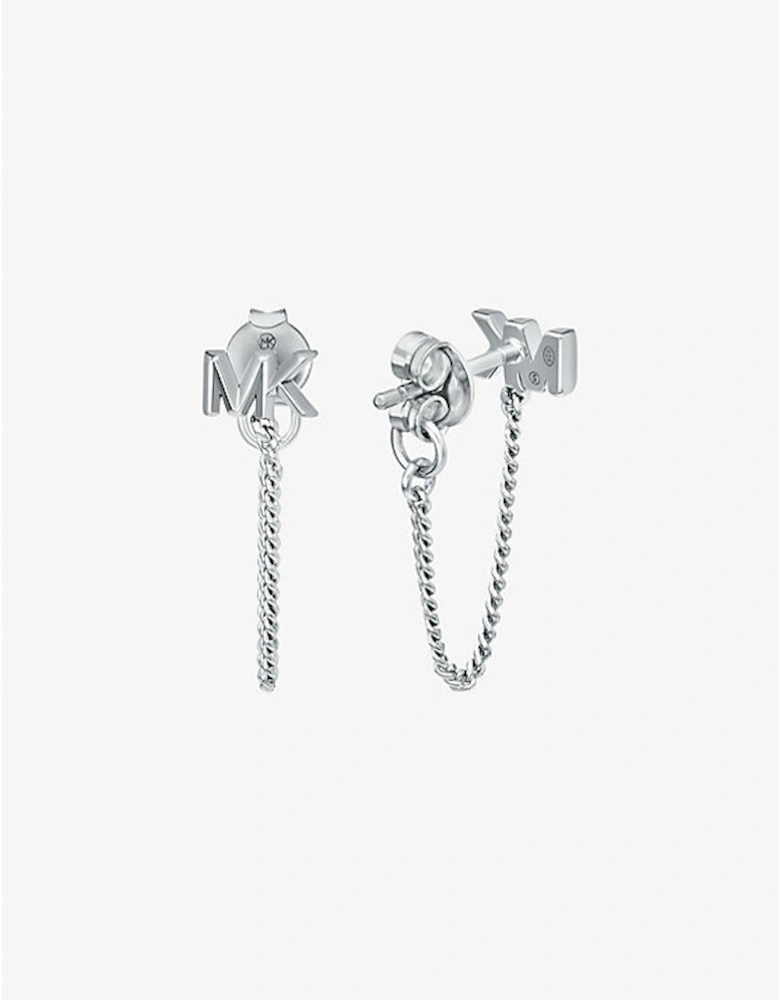 Precious Metal-Plated Sterling Silver Logo Chain Earrings