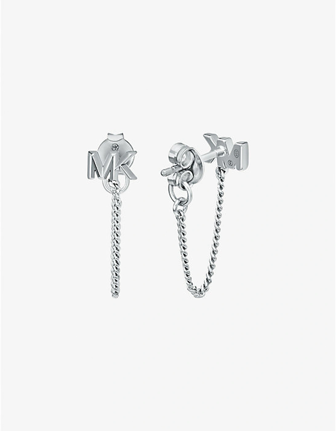 Precious Metal-Plated Sterling Silver Logo Chain Earrings