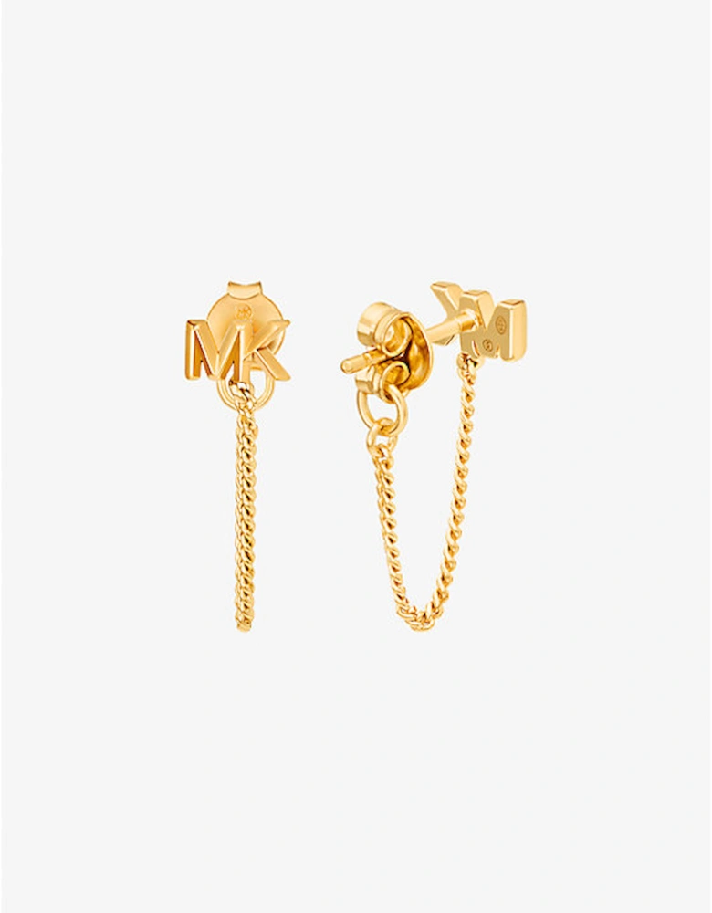 Precious Metal-Plated Sterling Silver Logo Chain Earrings