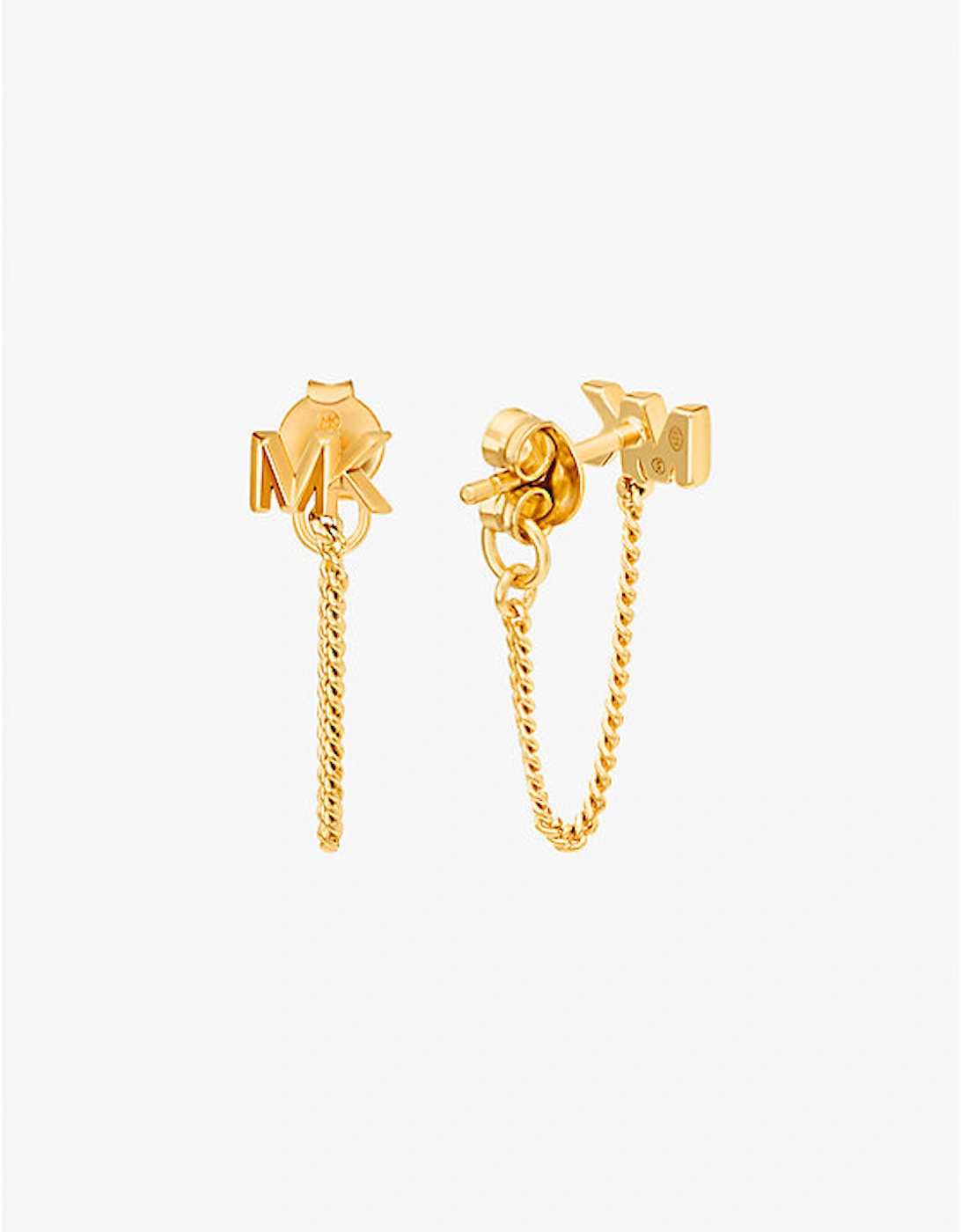 Precious Metal-Plated Sterling Silver Logo Chain Earrings