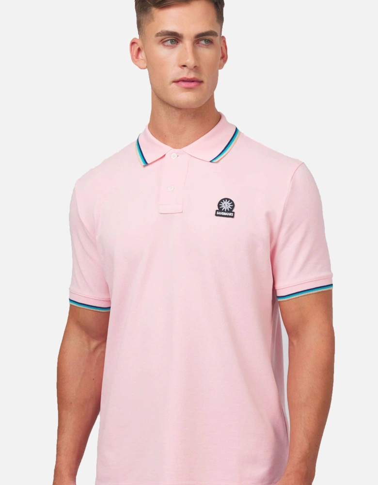 Badge Logo Tipped Polo Shirt Crystal Rose