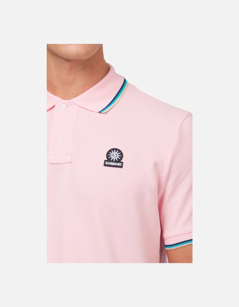 Badge Logo Tipped Polo Shirt Crystal Rose