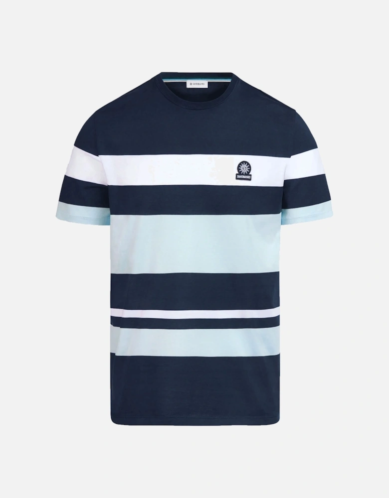 Mercerised Stripe T-Shirt Navy