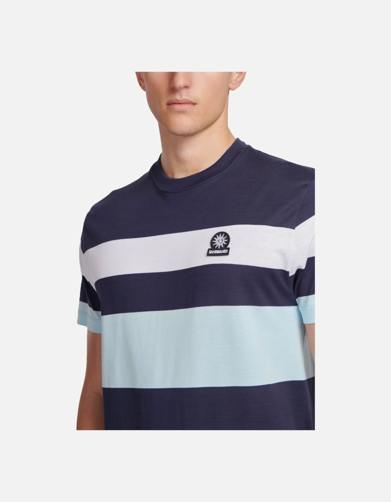 Mercerised Stripe T-Shirt Navy