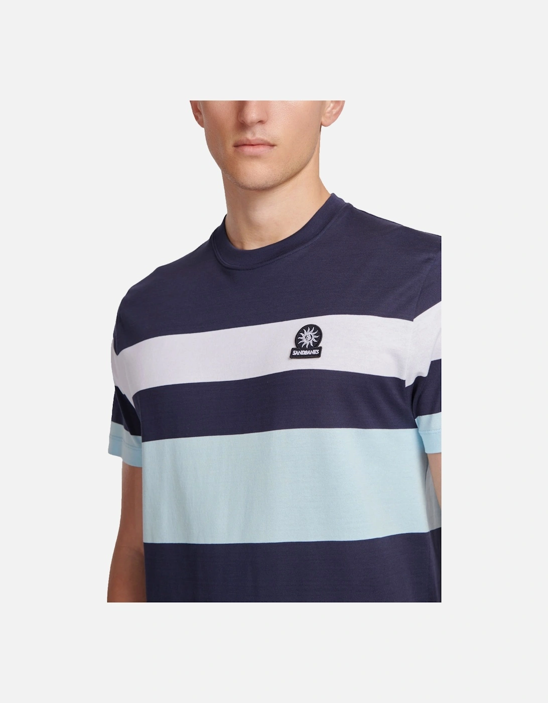 Mercerised Stripe T-Shirt Navy
