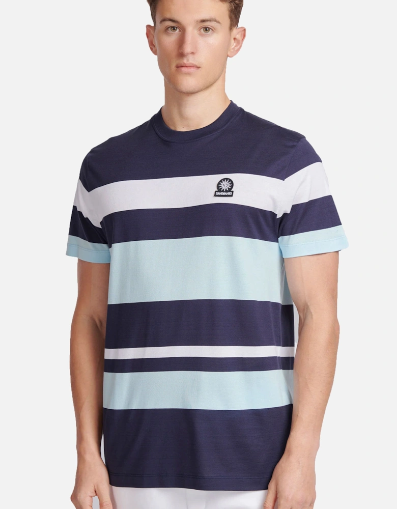 Mercerised Stripe T-Shirt Navy