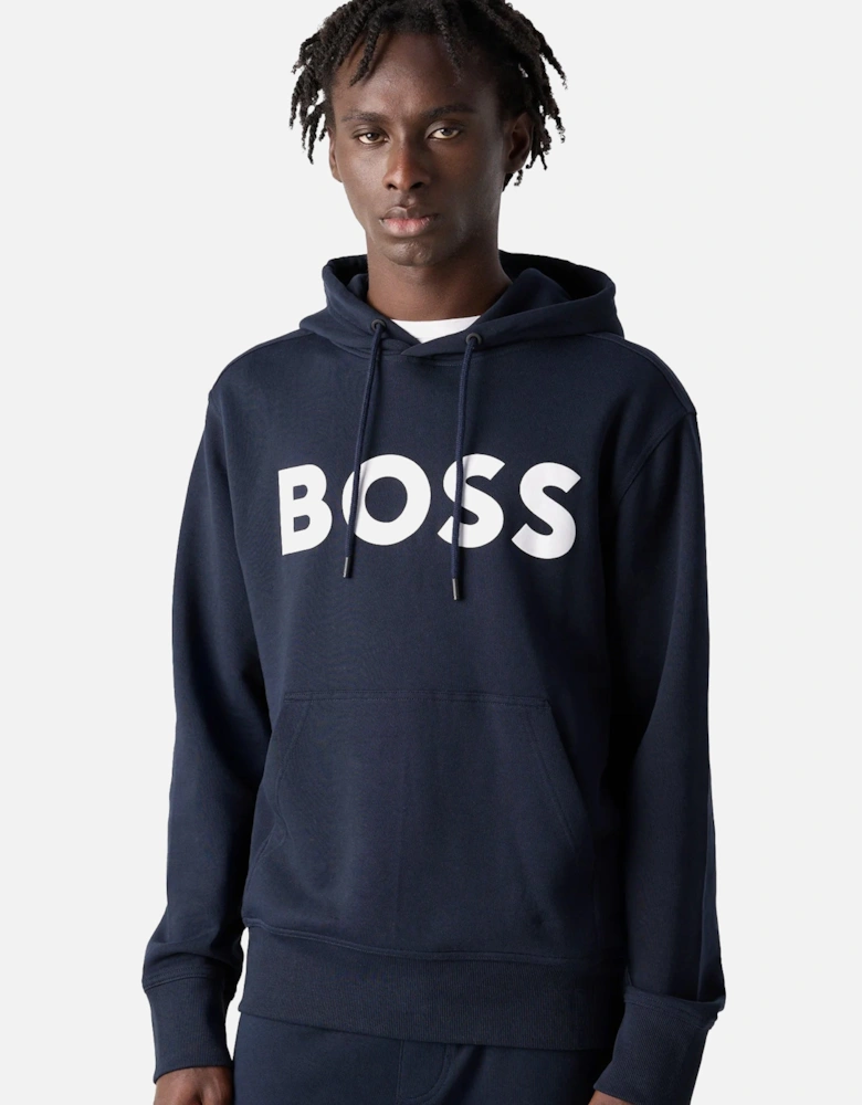 BOSS Logo Print Webasic Hoodie Dark Blue