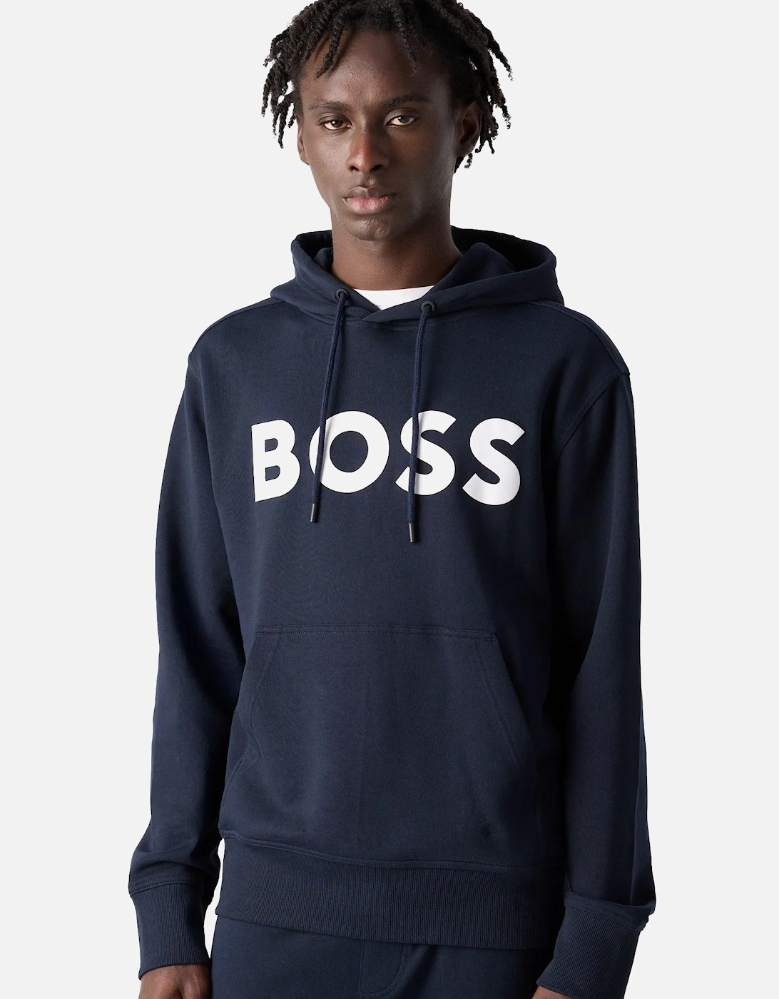 BOSS Logo Print Webasic Hoodie Dark Blue