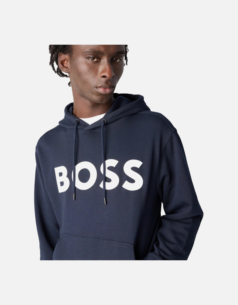 BOSS Logo Print Webasic Hoodie Dark Blue