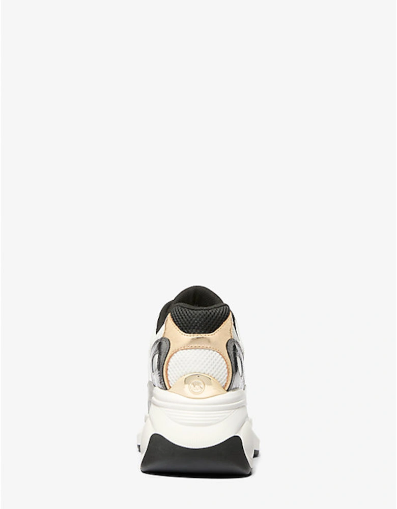 Zuma Color-Block Crackled Leather and Mesh Trainer