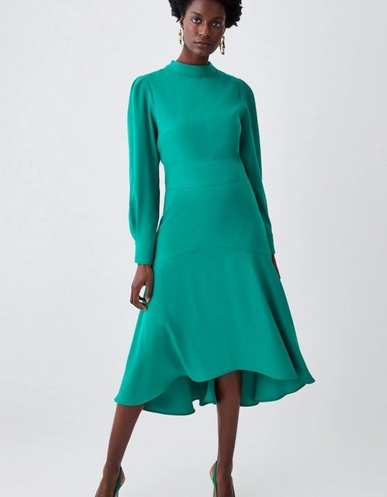 Tall Soft Tailored High Low Sleeved Midi Dress