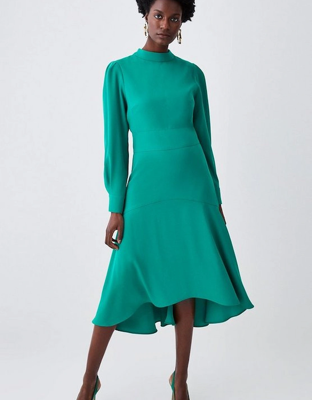 Tall Soft Tailored High Low Sleeved Midi Dress, 5 of 4