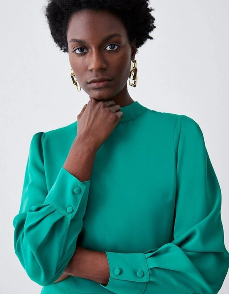 Tall Soft Tailored High Low Sleeved Midi Dress