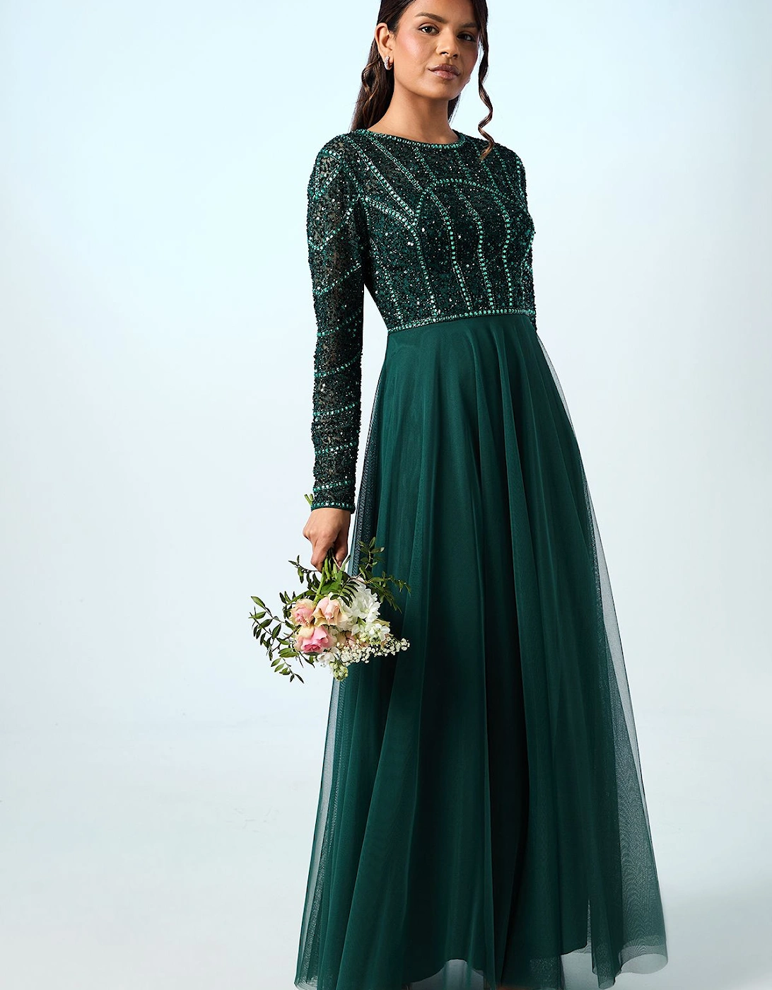 Petite Mixed Gem Tulle Skirt Bridesmaid Dress, 2 of 1