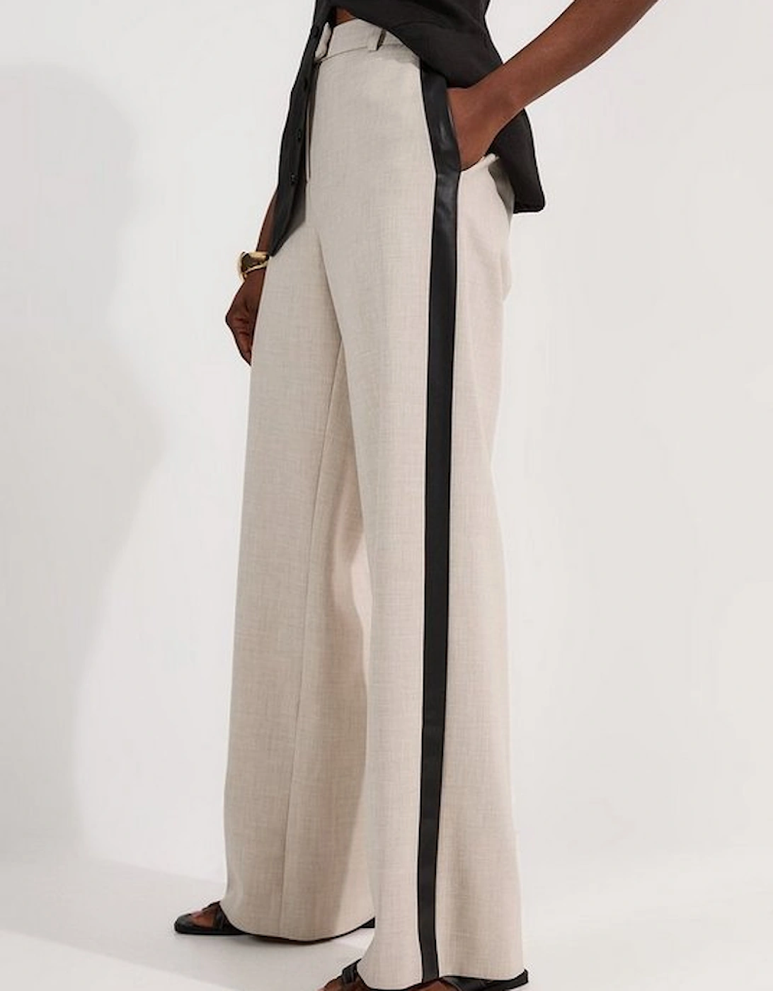 Tailored Marl Pu Tipped Wide Leg Trouser, 2 of 1