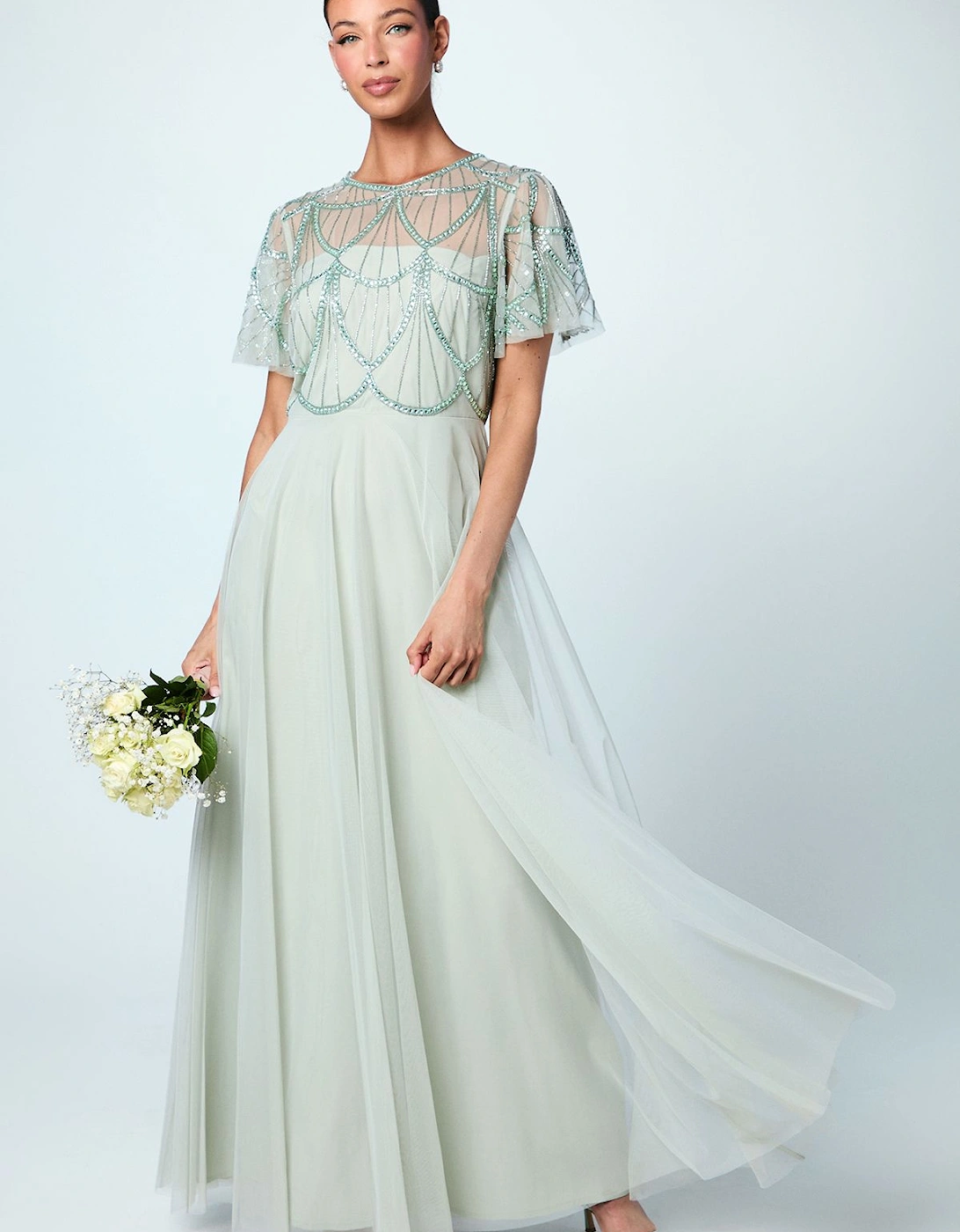 Embellished Floral Bodice Bridesmaids Dress, 2 of 1