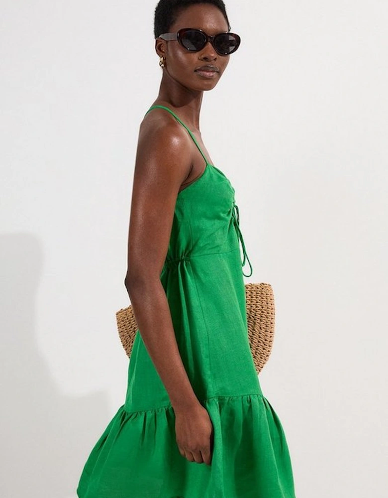 Viscose Linen Woven Mini Beach Dress