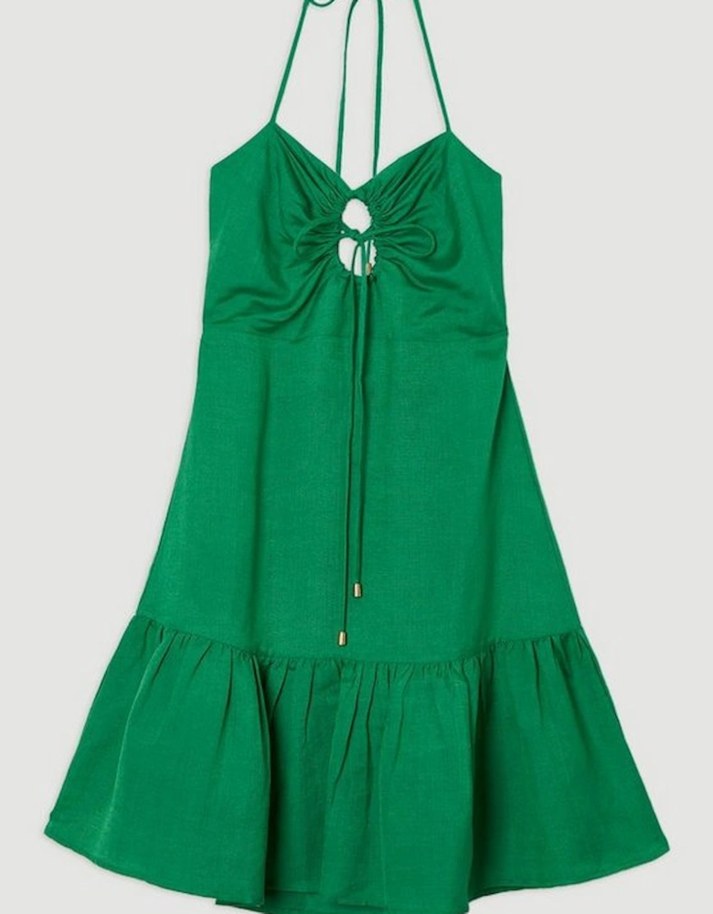 Viscose Linen Woven Mini Beach Dress