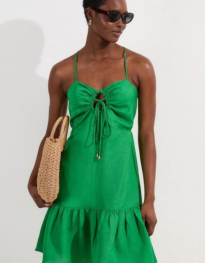 Viscose Linen Woven Mini Beach Dress