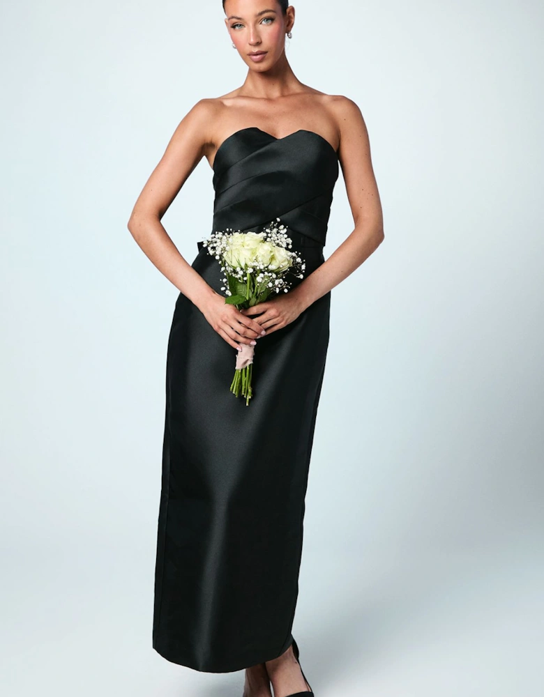 Bandeau Twill Bow Back Bridesmaids Dress