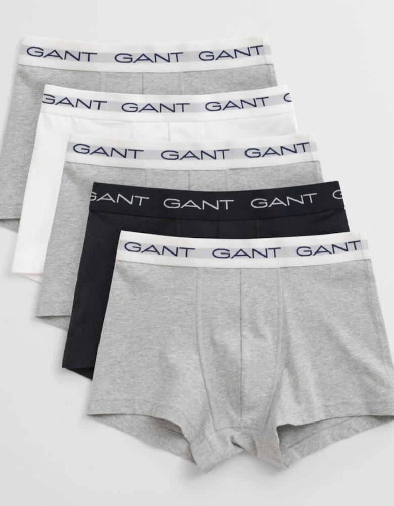 5-Pack Slim Fit/Regular Waist Boxer Trunks, Light Grey Melange