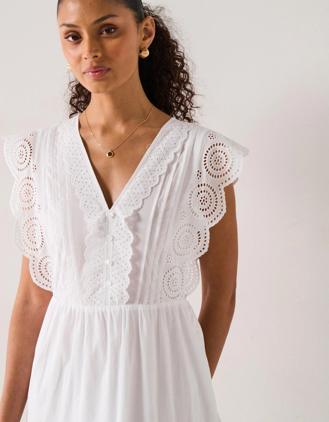 Sara Sleeveless Lace Dress - White, 2 of 1