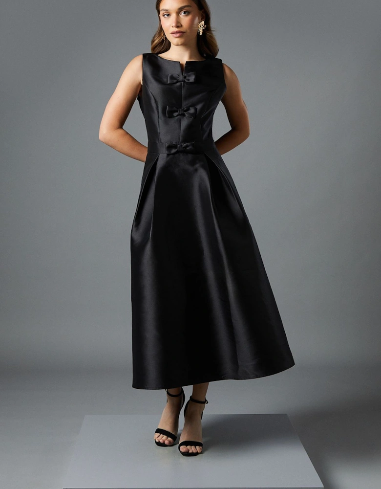 Bow Detail Full Skirt Midi Dress