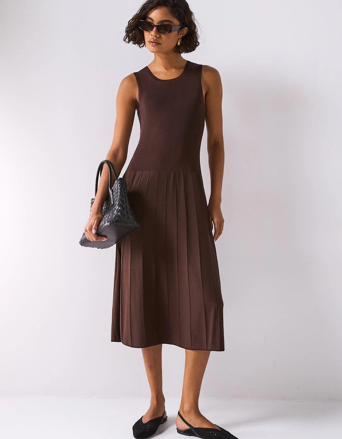 Satin Knit Mix Rib Dress, 2 of 1