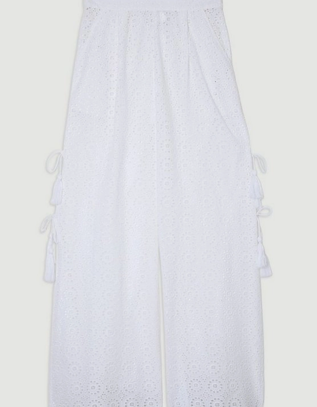 Beach Woven Broderie Split Leg Trouser