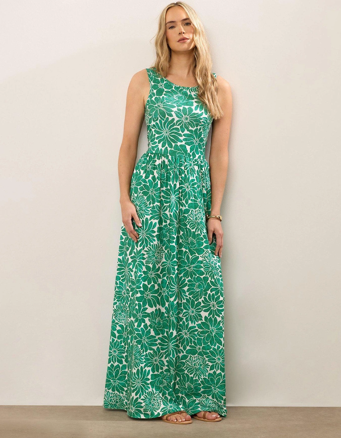 Floral Sleeveless Maxi Dress - Green, 2 of 1
