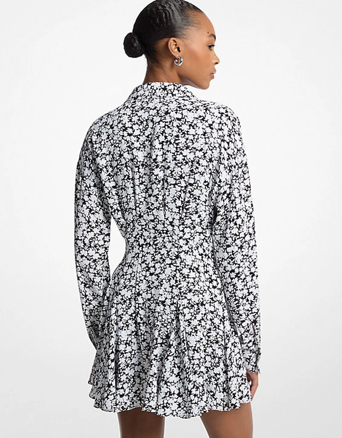 Floral Print Satin Back Crepe Shirtdress