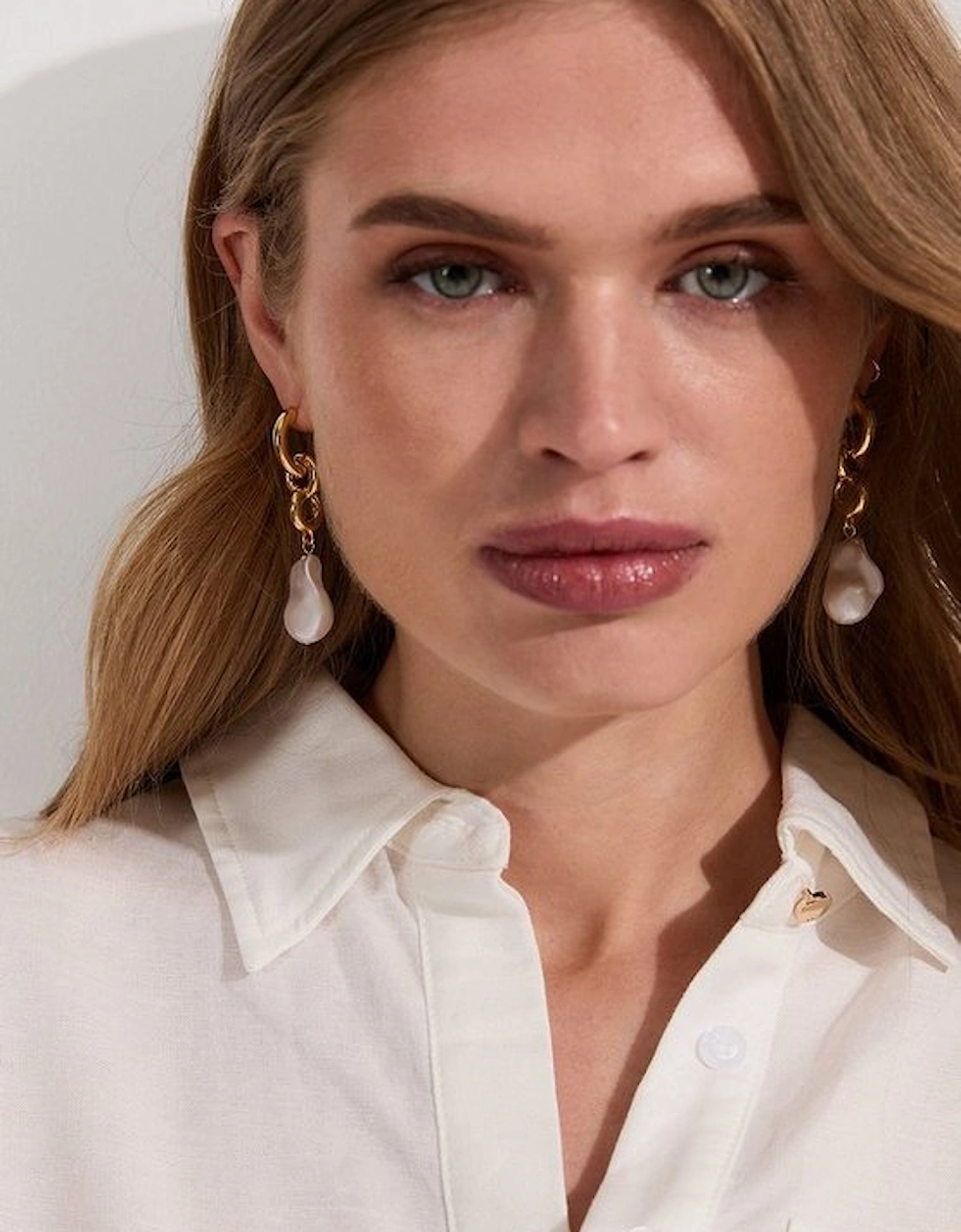 Gold Chain Pearl Drop Detail Earrings, 5 of 4