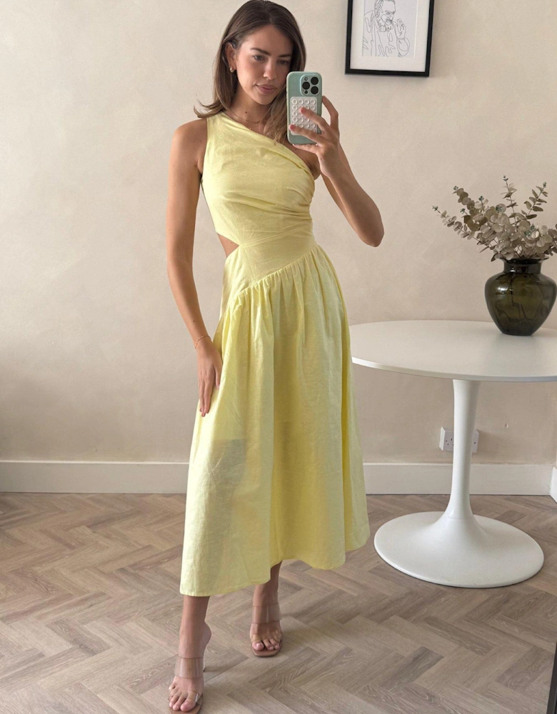 Jasmine Cut Out Midi Dress - Yellow