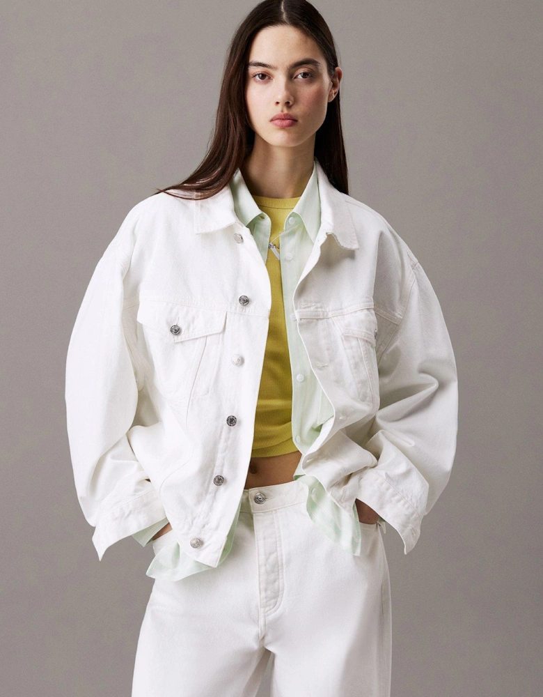 Boxy Denim Jacket - White