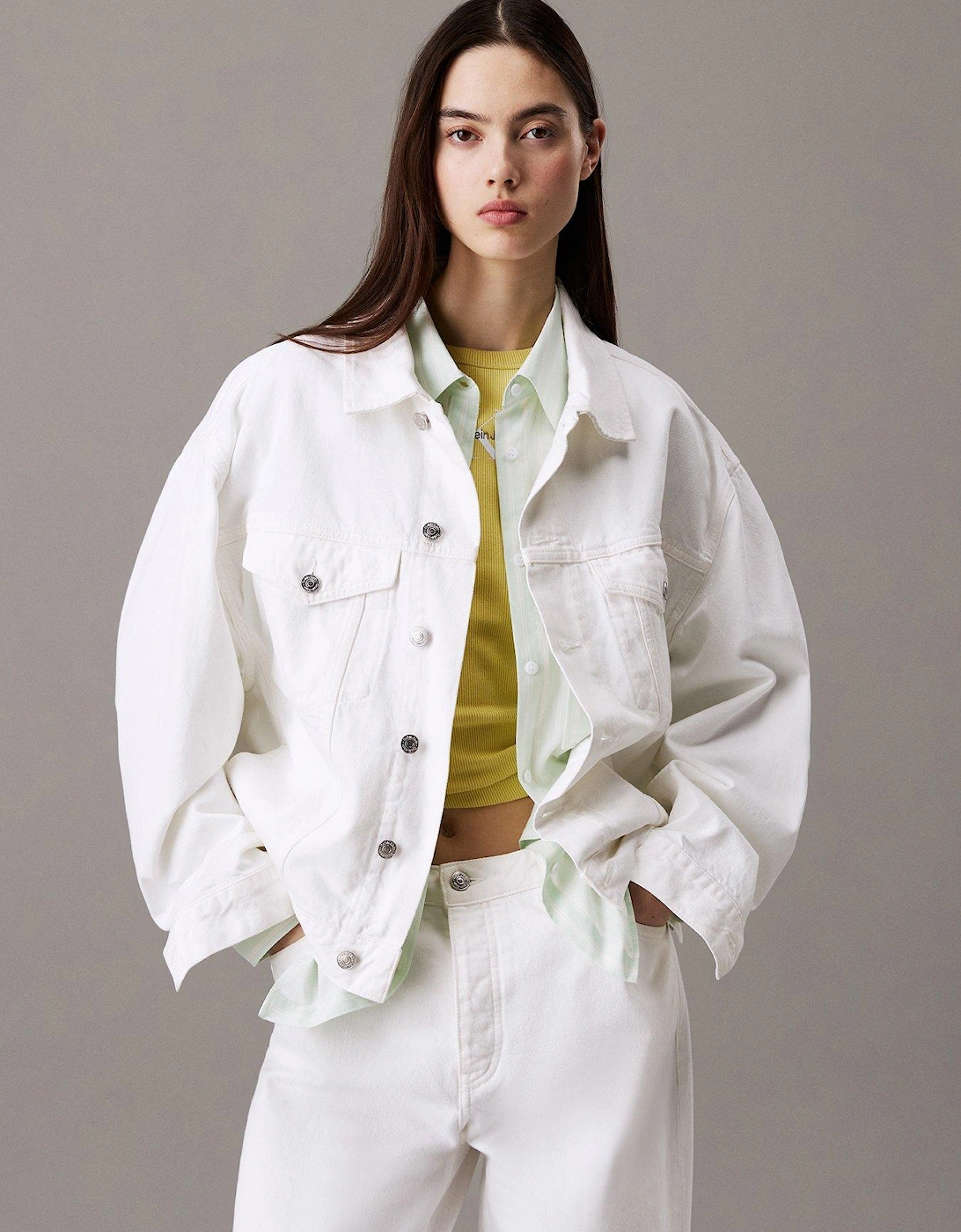 Boxy Denim Jacket - White, 2 of 1
