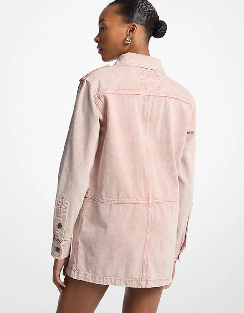 Garment-Dyed Denim Mini Shirtdress