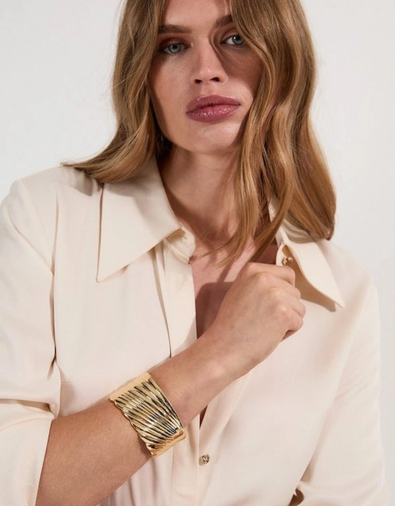 Gold Textured Statement Bangle