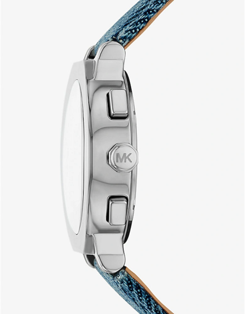 Oversized Gramercy Silver-Tone Denim Watch