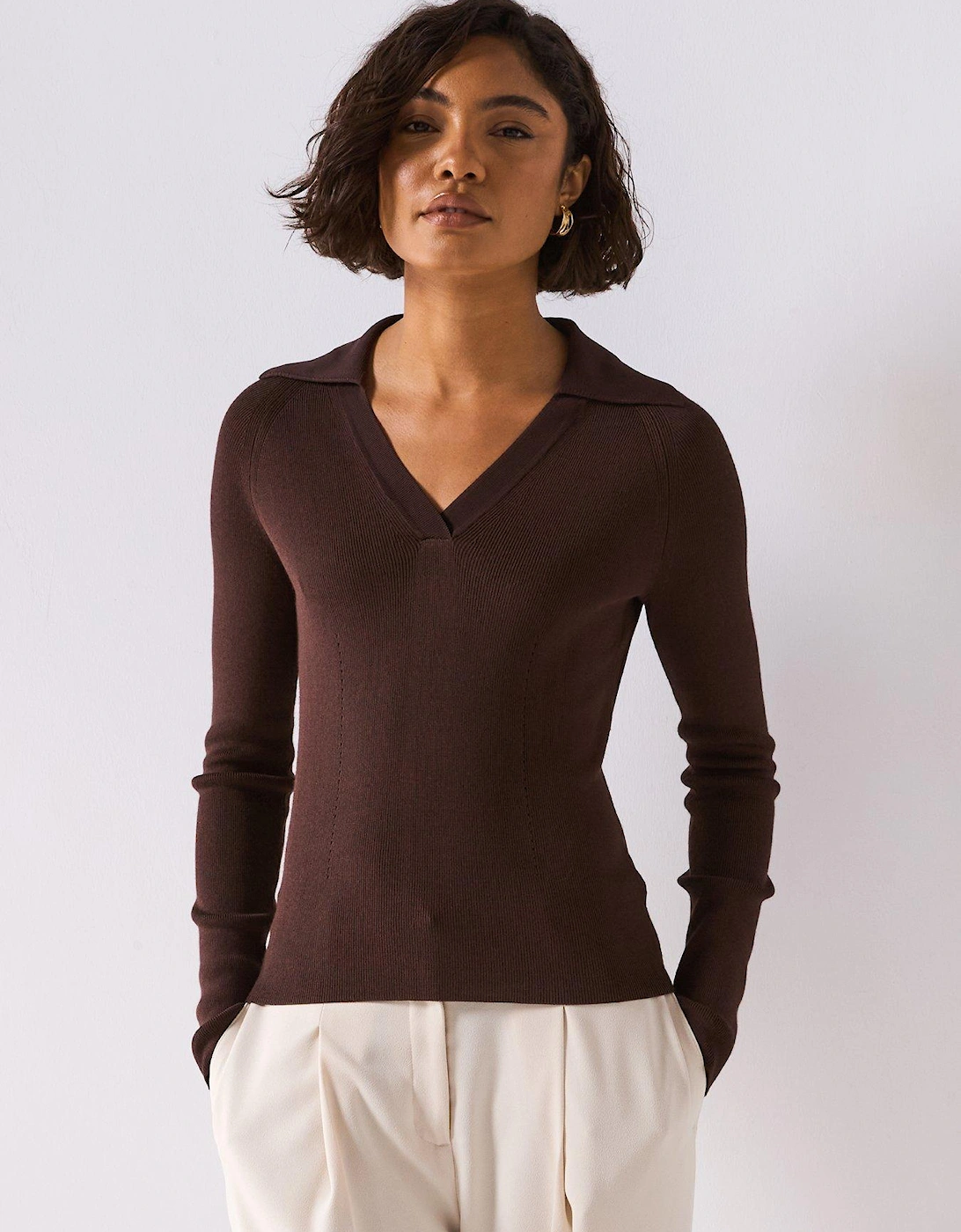 Rib Knit Polo Top, 2 of 1