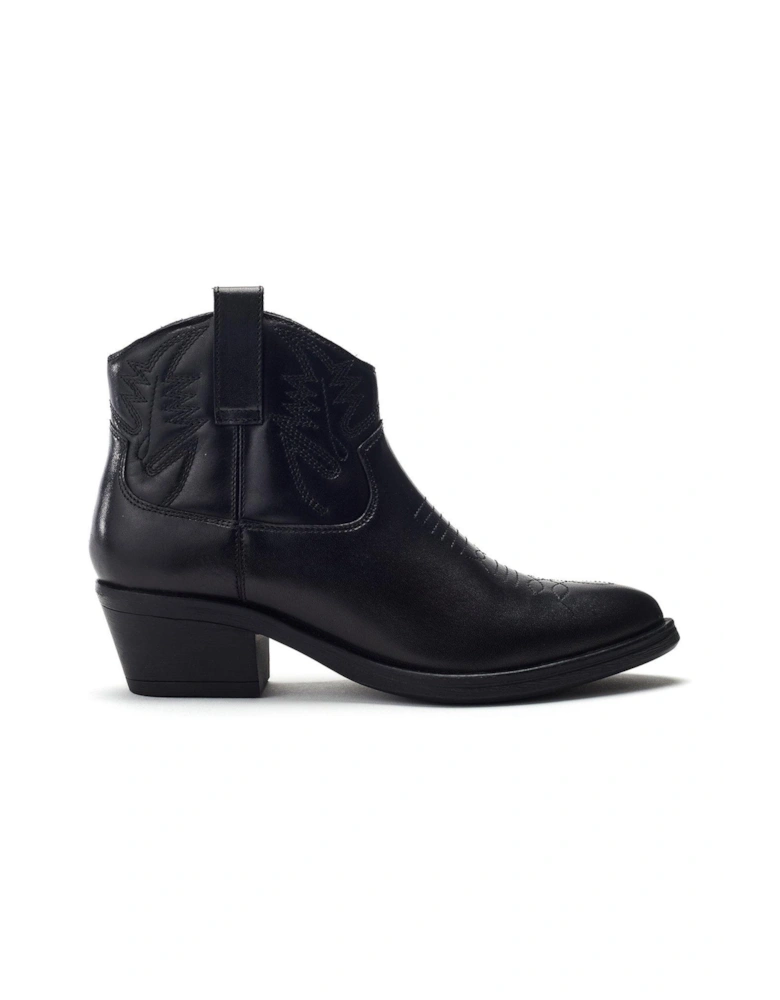Bracknell Leather Western Boots - Black