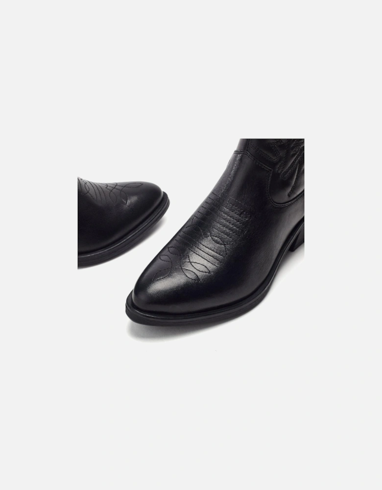 Bracknell Leather Western Boots - Black