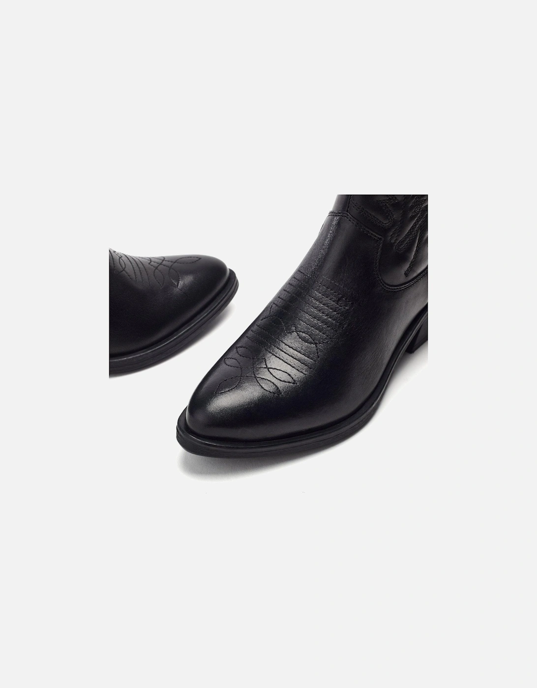 Bracknell Leather Western Boots - Black