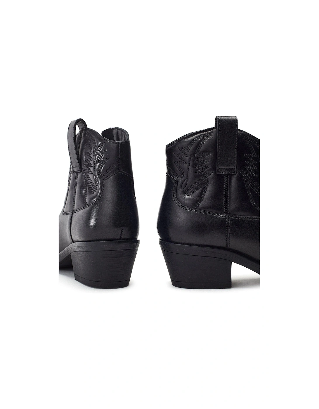 Bracknell Leather Western Boots - Black