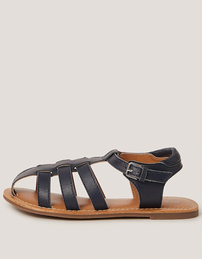 Boys Leather Fisherman Sandals - Navy