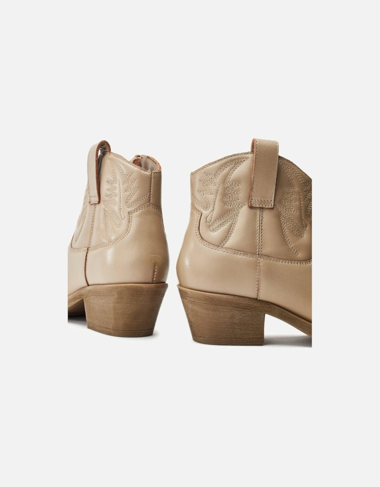 Bracknell Leather Western Boots - Cream