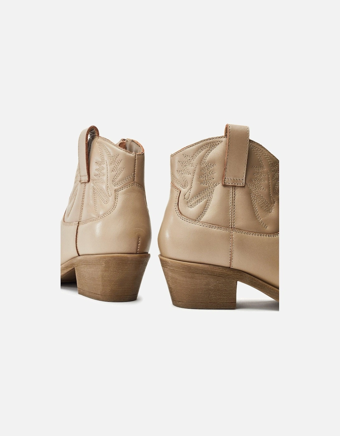 Bracknell Leather Western Boots - Cream