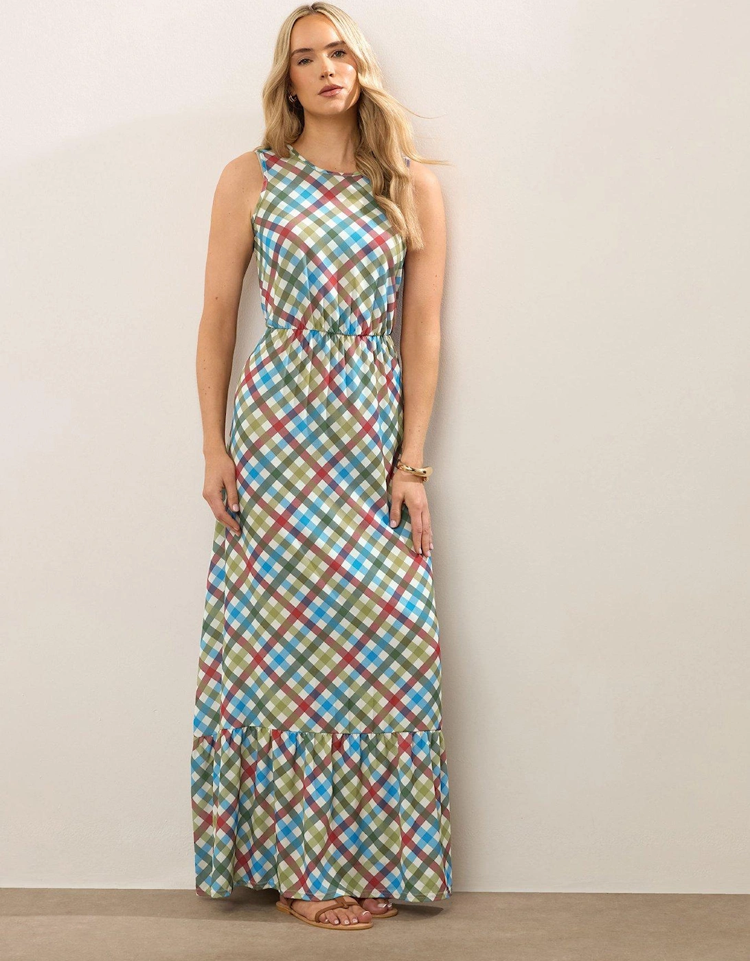 Check Sleevless Maxi Dress, 2 of 1