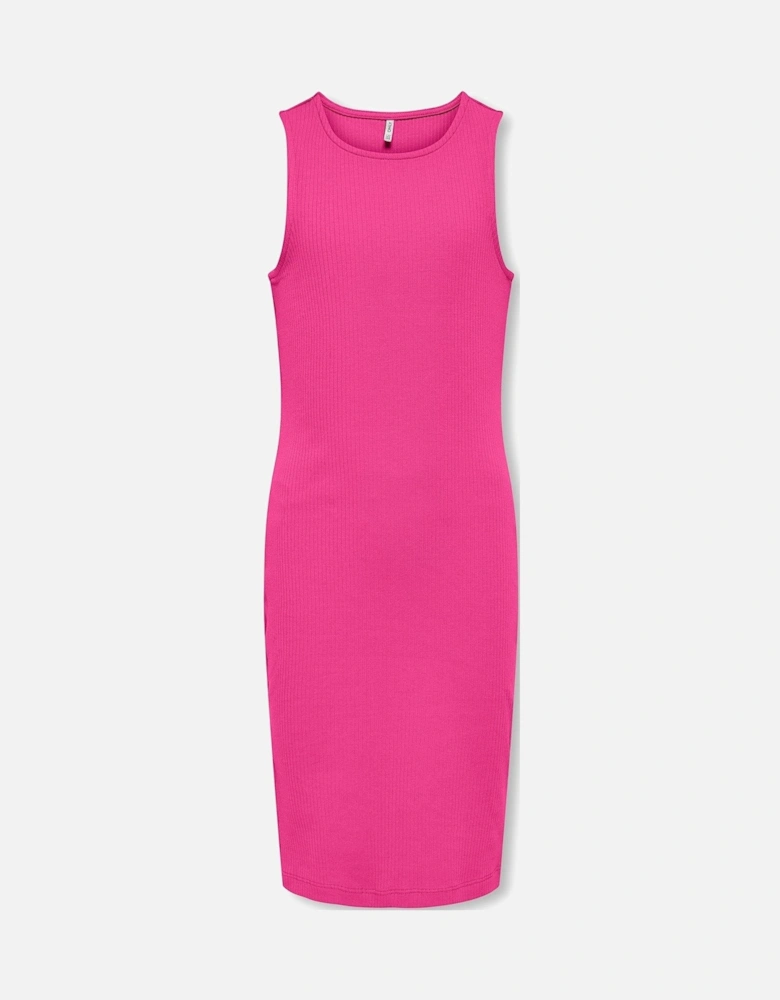 Girls Bodycon Midi Dress - Bright Pink